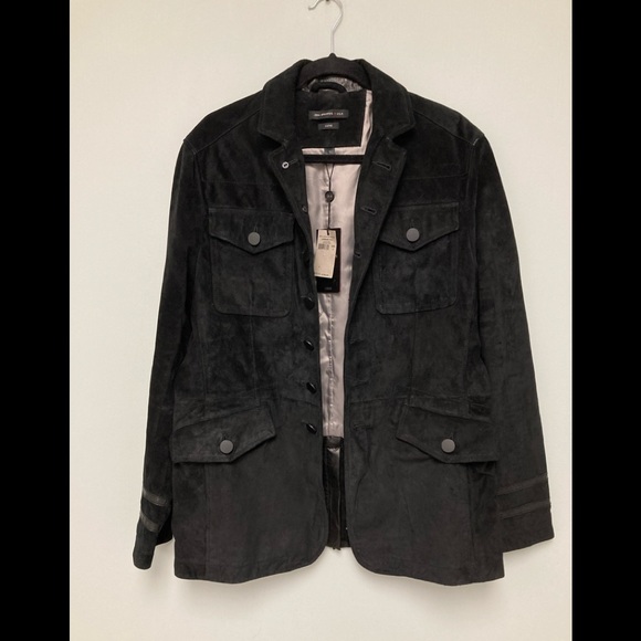 John Varvatos goat Suede Officer Jacket. Size Small. - Picture 1 of 9